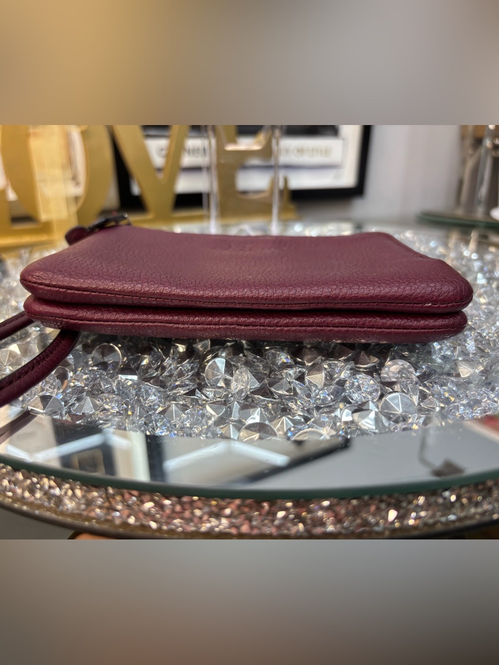 Coach Leather Wristlet Pouch - Burgundy - Picture 6 of 9